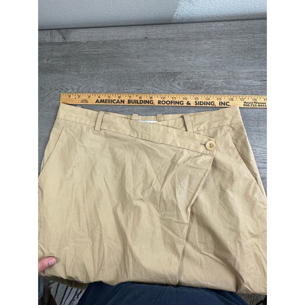 COS Asymmetric Wrap Trousers Beige 100% Pima Cotton Wide Legs 10 - Picture 8 of 12